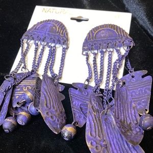 FINAL PRICE 
Purple Brushed Metal Dangling Earrings